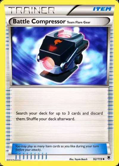 Battle Compressor Team Flare Gear 92/119 Phantom Forces Pokemon card