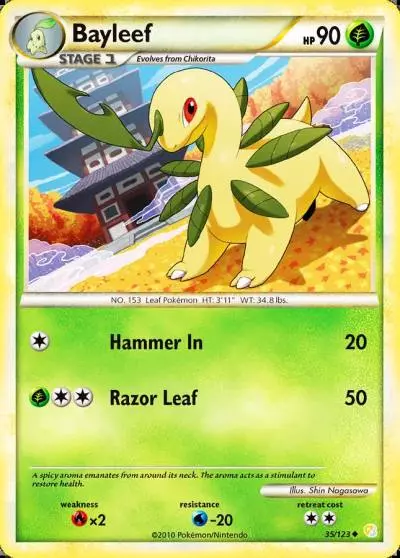 Bayleef 35/123 HeartGold & SoulSilver Pokemon card