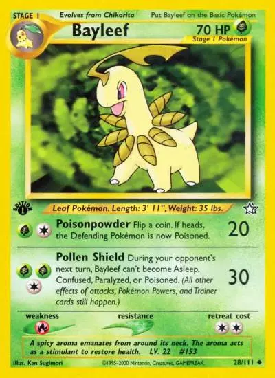Bayleef 28/111 Neo Genesis Pokemon card