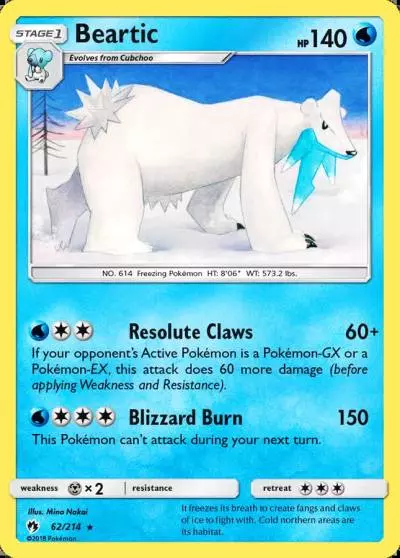 Beartic 62/214 Lost Thunder Pokemon card