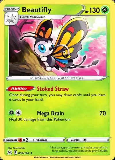 Beautifly 8/196 Lost Origin Pokemon card