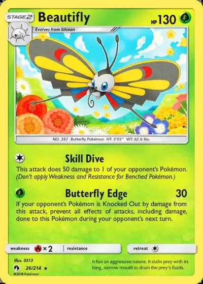Beautifly 26/214 Lost Thunder Pokemon card