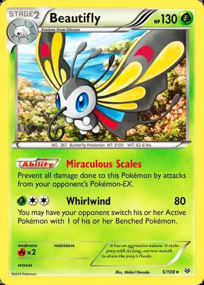Beautifly 5/108 Roaring Skies Pokemon card