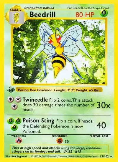 Beedrill 17/102 Base Pokemon card