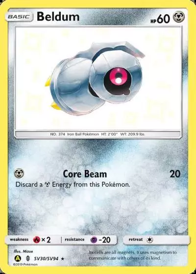 Beldum SV30/94 Hidden Fates Shiny Vault Pokemon card