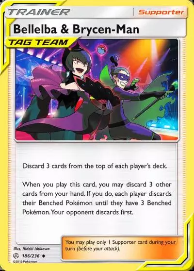 Bellelba & Brycen-Man 186/236 Cosmic Eclipse Pokemon card