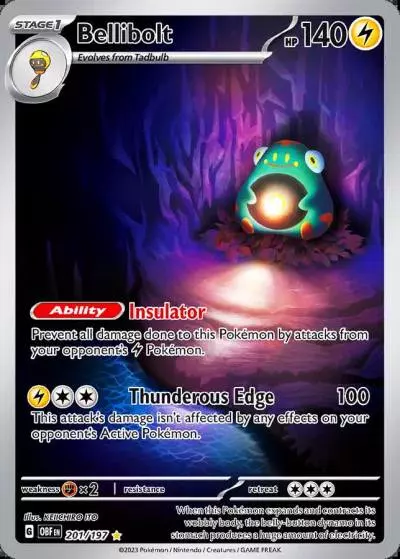 Bellibolt 201/197 Obsidian Flames Pokemon card