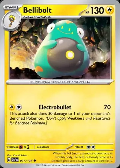 Bellibolt 77/197 Obsidian Flames Pokemon card