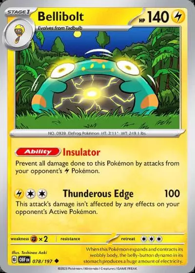 Bellibolt 78/197 Obsidian Flames Pokemon card