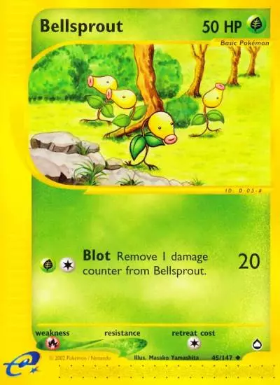 Bellsprout 45/147 Aquapolis Pokemon card