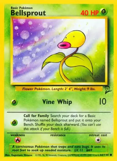 Bellsprout 66/130 Base Set 2 Pokemon card