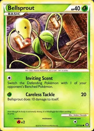 Bellsprout 57/102 HS—Triumphant Pokemon card