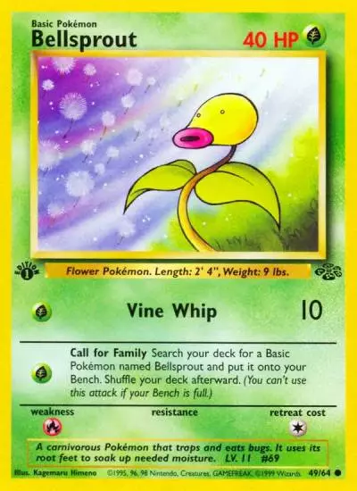Bellsprout 49/64 Jungle Pokemon card