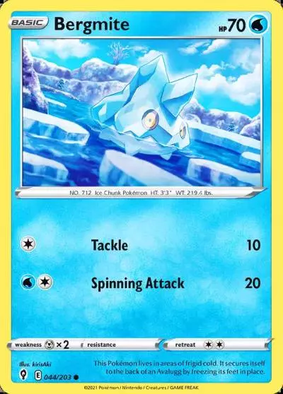 Bergmite 44/203 Evolving Skies Pokemon card