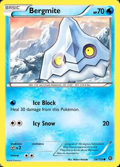 Bergmite 36/114 Steam Siege Pokemon card