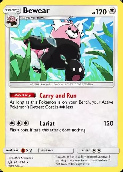 Bewear 182/236 Cosmic Eclipse Pokemon card