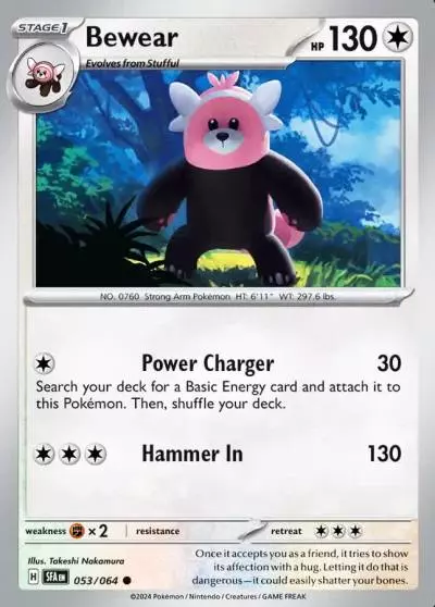 Bewear 53/64 Shrouded Fable Pokemon card