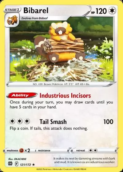 Bibarel 121/172 Brilliant Stars Pokemon card