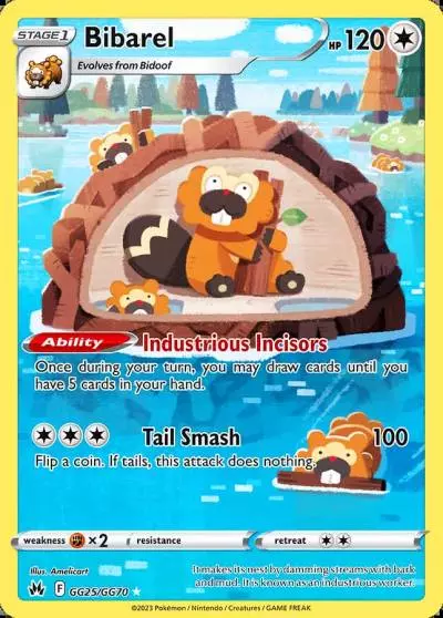 Bibarel GG25/70 Crown Zenith Galarian Gallery Pokemon card