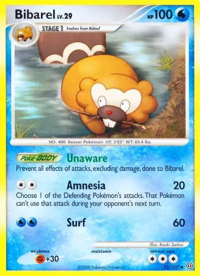 Bibarel 32/100 Stormfront Pokemon card