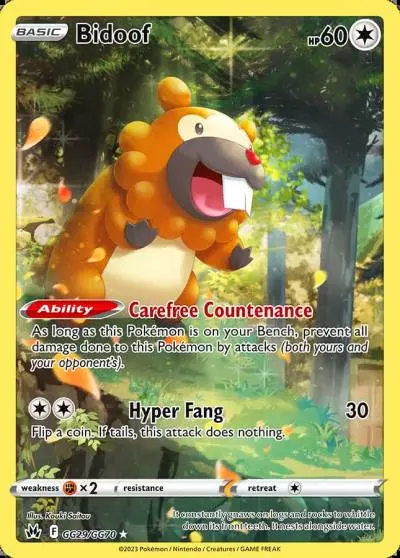 Bidoof GG29/70 Crown Zenith Galarian Gallery Pokemon card