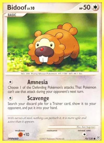 Bidoof 70/130 Diamond & Pearl Pokemon card