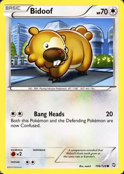 Bidoof 106/124 Dragons Exalted Pokemon card