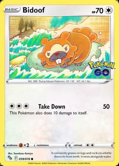 Bidoof 59/78 Pokémon GO Pokemon card