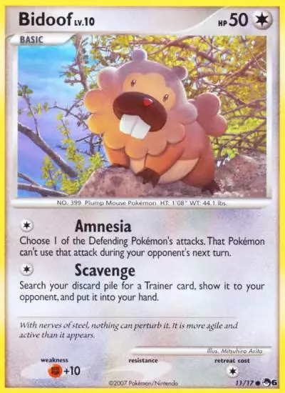 Bidoof 11/17 POP Series 6 Pokemon card