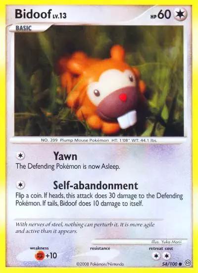 Bidoof 54/100 Stormfront Pokemon card