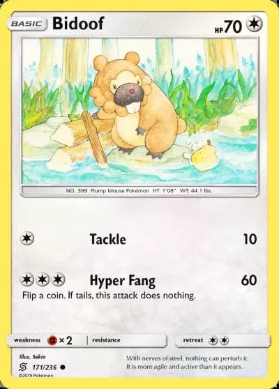 Bidoof 171/236 Unified Minds Pokemon card