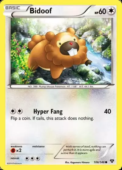 Bidoof 106/146 XY Pokemon card