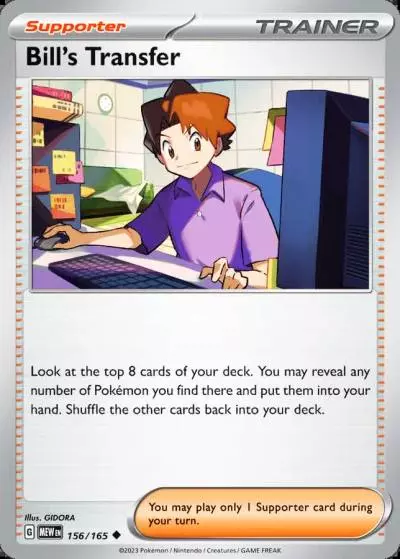 Bill's Transfer 156/165 151 Pokemon card