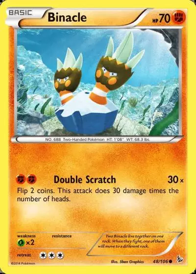 Binacle 48/106 Flashfire Pokemon card