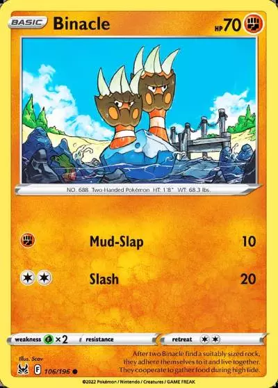 Binacle 106/196 Lost Origin Pokemon card