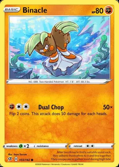 Binacle 103/192 Rebel Clash Pokemon card