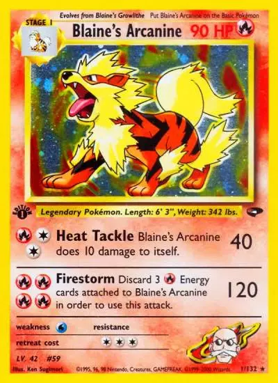 Blaine's Arcanine 1/132 Gym Challenge Pokemon card