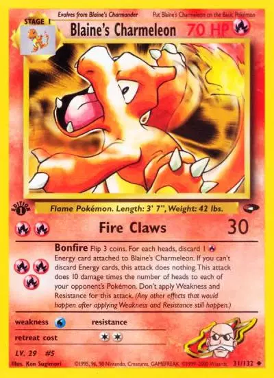 Blaine's Charmeleon 31/132 Gym Challenge Pokemon card