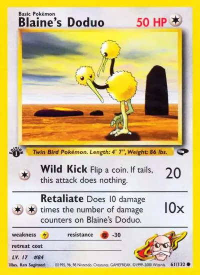 Blaine's Doduo 61/132 Gym Challenge Pokemon card