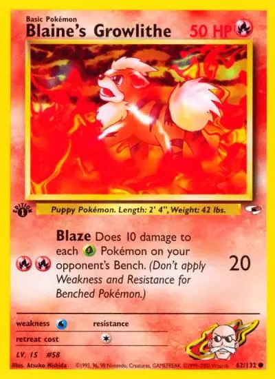 Blaine's Growlithe 62/132 Gym Heroes Pokemon card