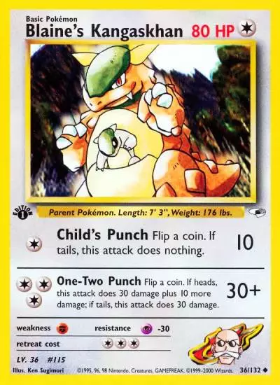 Blaine's Kangaskhan 36/132 Gym Heroes Pokemon card