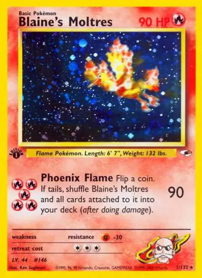 Blaine's Moltres 1/132 Gym Heroes Pokemon card