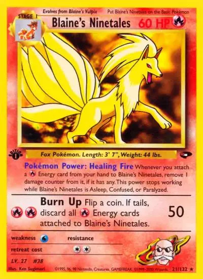 Blaine's Ninetales 21/132 Gym Challenge Pokemon card