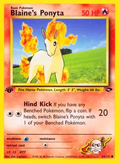 Blaine's Ponyta 64/132 Gym Challenge Pokemon card
