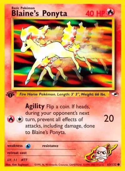 Blaine's Ponyta 63/132 Gym Heroes Pokemon card