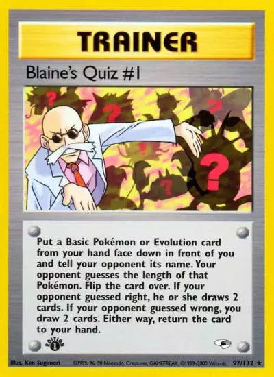Blaine's Quiz #1 97/132 Gym Heroes Pokemon card
