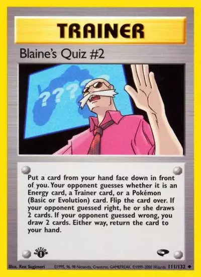 Blaine's Quiz #2 111/132 Gym Challenge Pokemon card