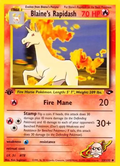 Blaine's Rapidash 33/132 Gym Challenge Pokemon card