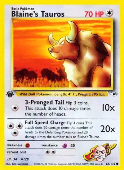Blaine's Tauros 64/132 Gym Heroes Pokemon card