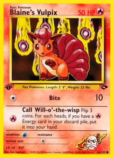 Blaine's Vulpix 66/132 Gym Challenge Pokemon card